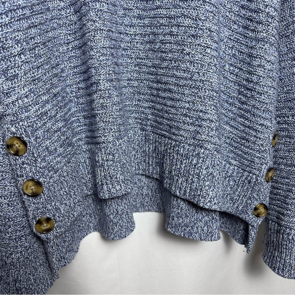 Joie Textured Blue Knit Oversized Chunky Sweater with Buttons sz L - Picture 5 of 7